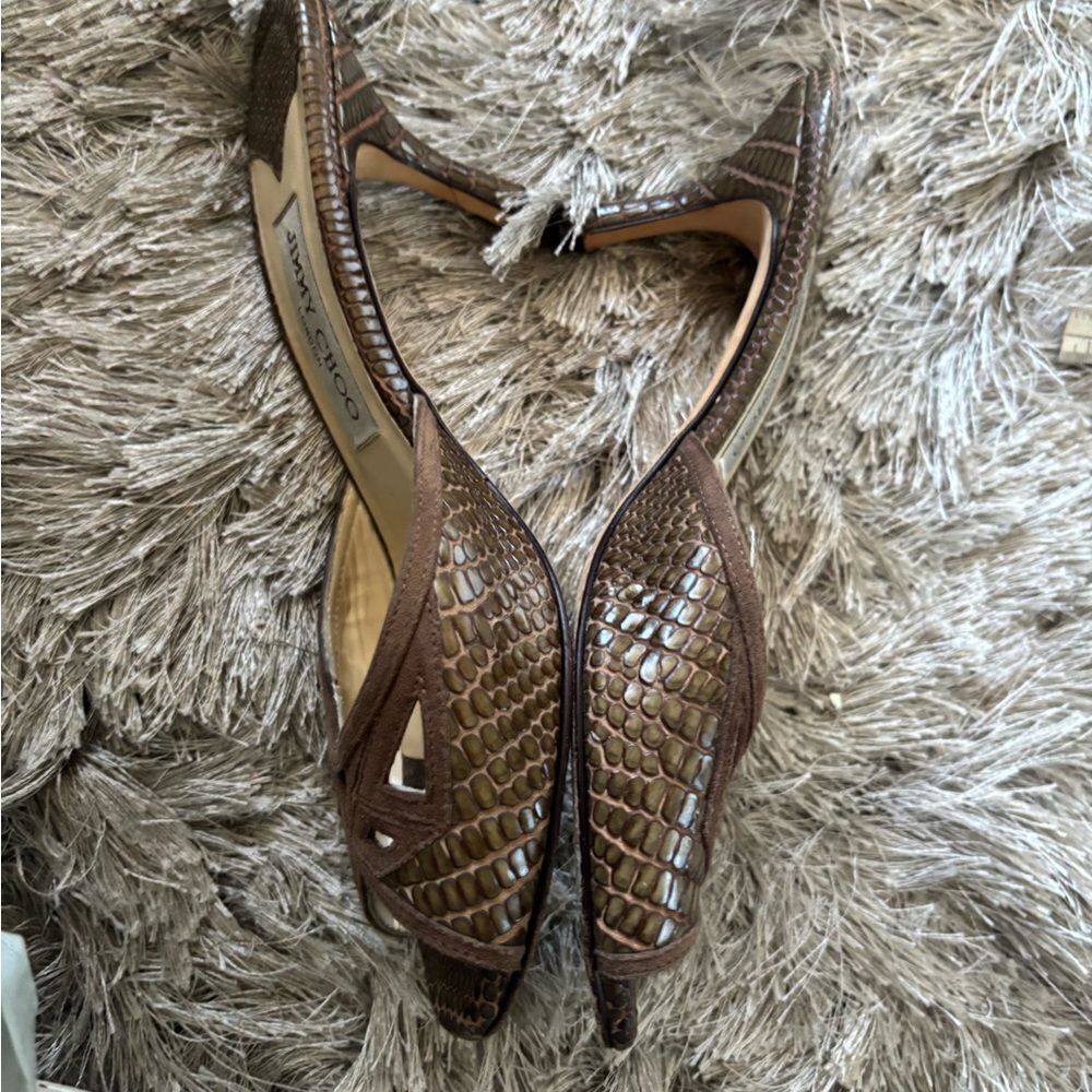 Jimmy choo reptile vintage slides open toe sandals heels pep toe heels mules y2k - Picture 2 of 5